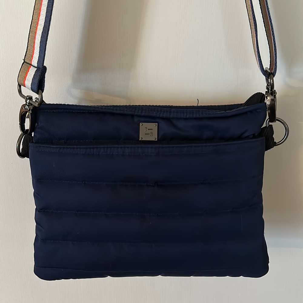 Think Roylon, navy crossbody bag.